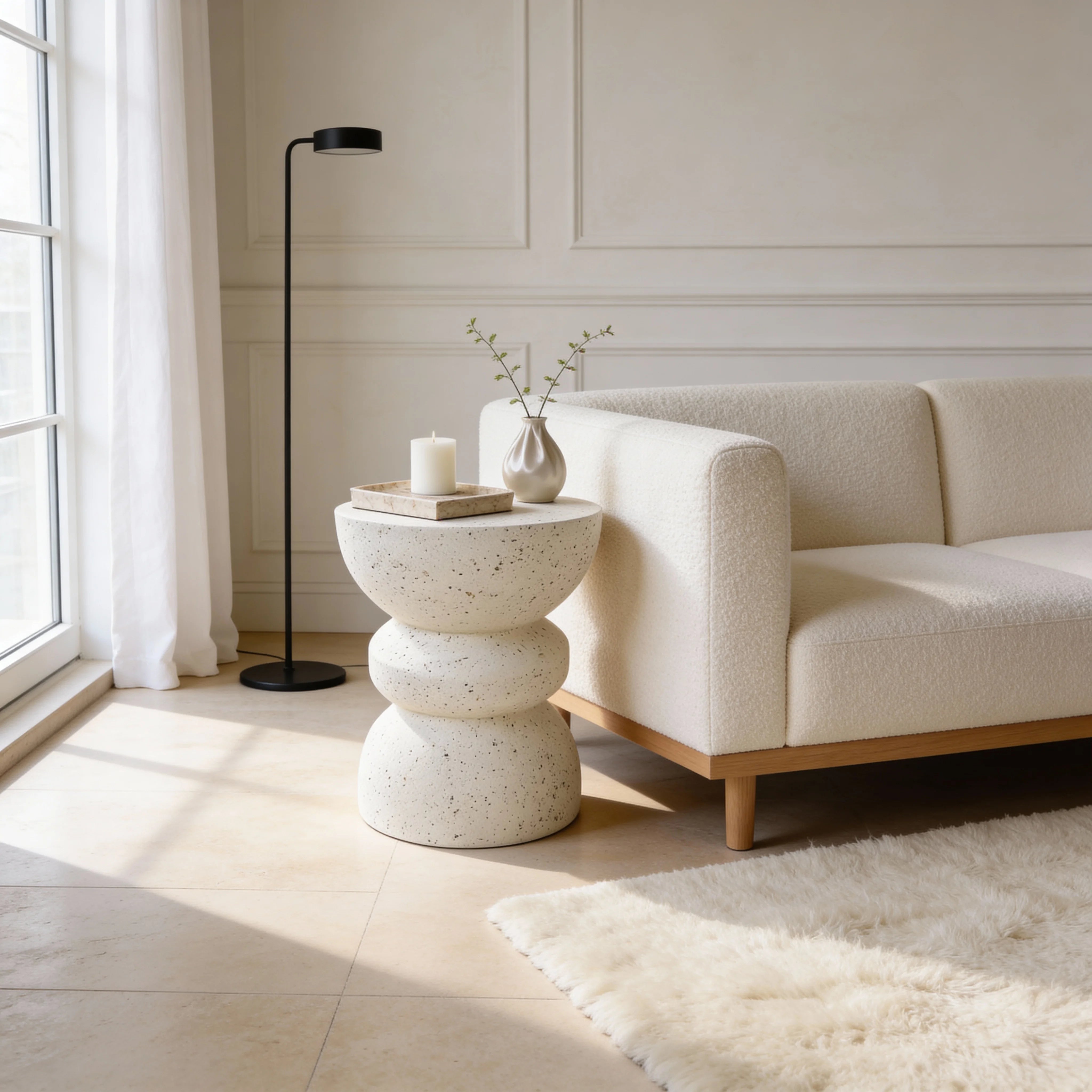 Ferra - Tavolino da salotto colore bianco e nero stile moderno