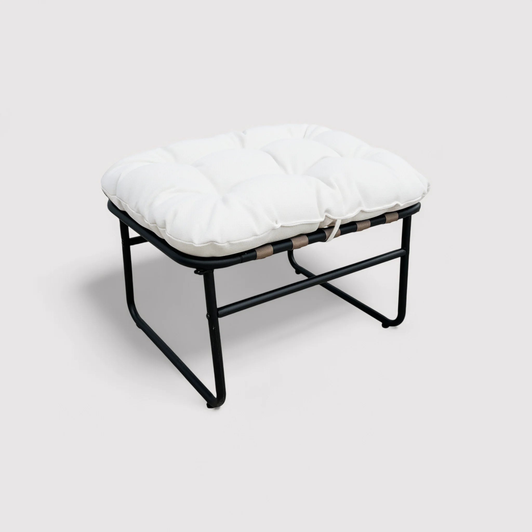 Zihan - Poggiapiedi Pouf imbottito colore bianco e grigio scuro moderno