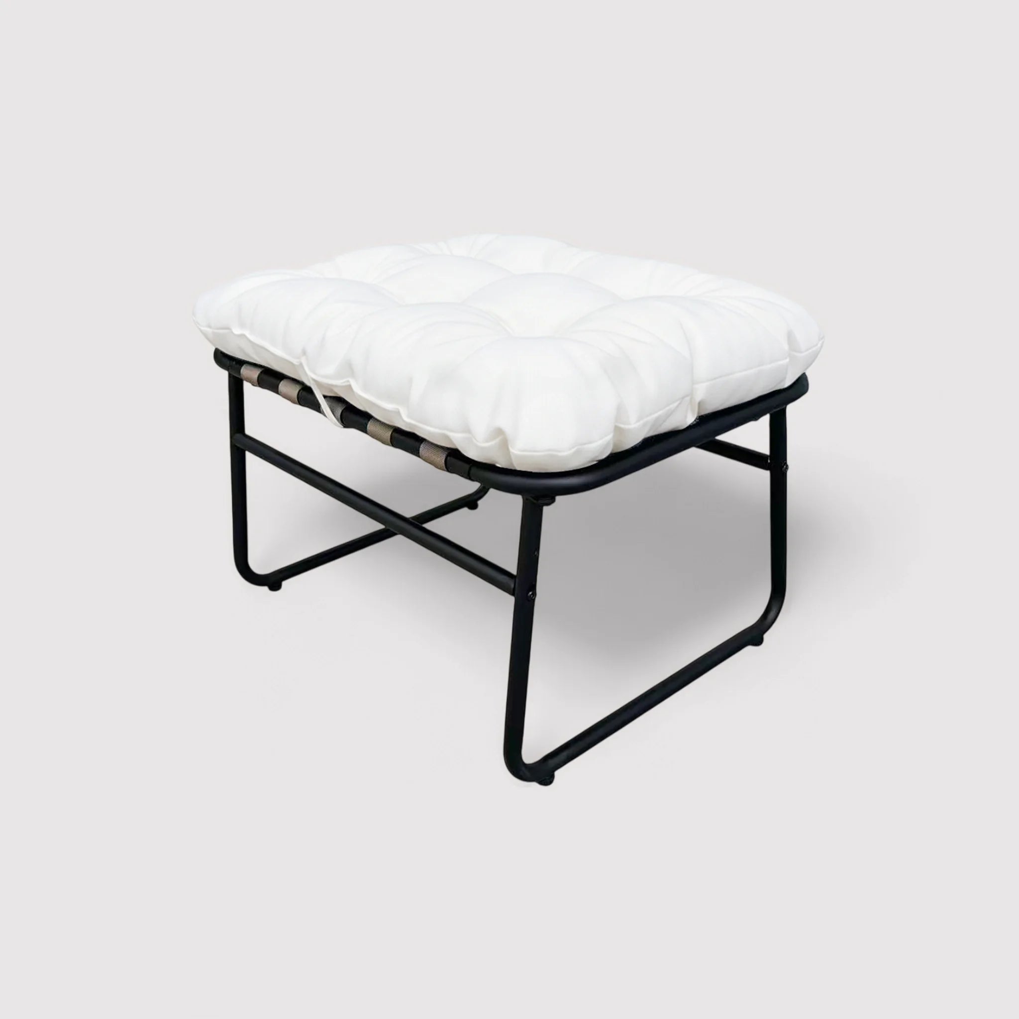 Zihan - Padded Pouf Footrest White and Dark Grey Modern Style