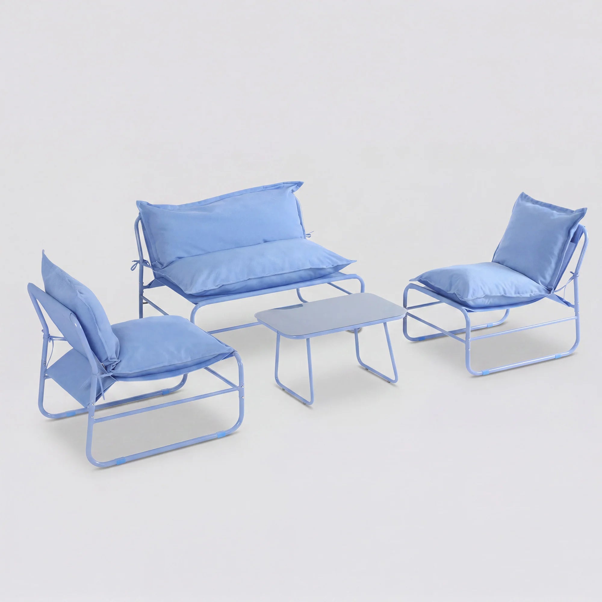 Avoren - 4-Sitzer Garten-Lounge-Set mit blauem Sofa