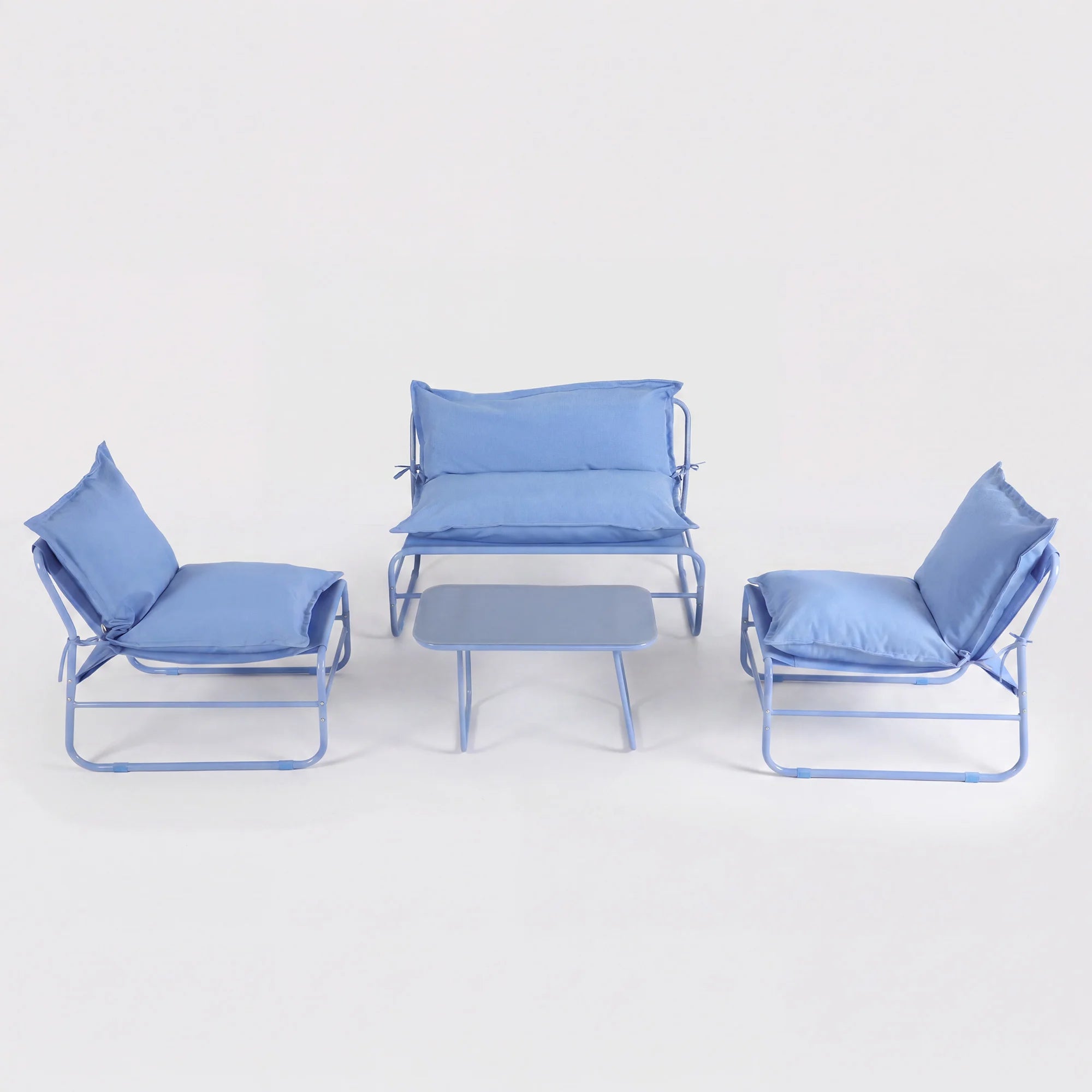 Avoren - 4-Sitzer Garten-Lounge-Set mit blauem Sofa