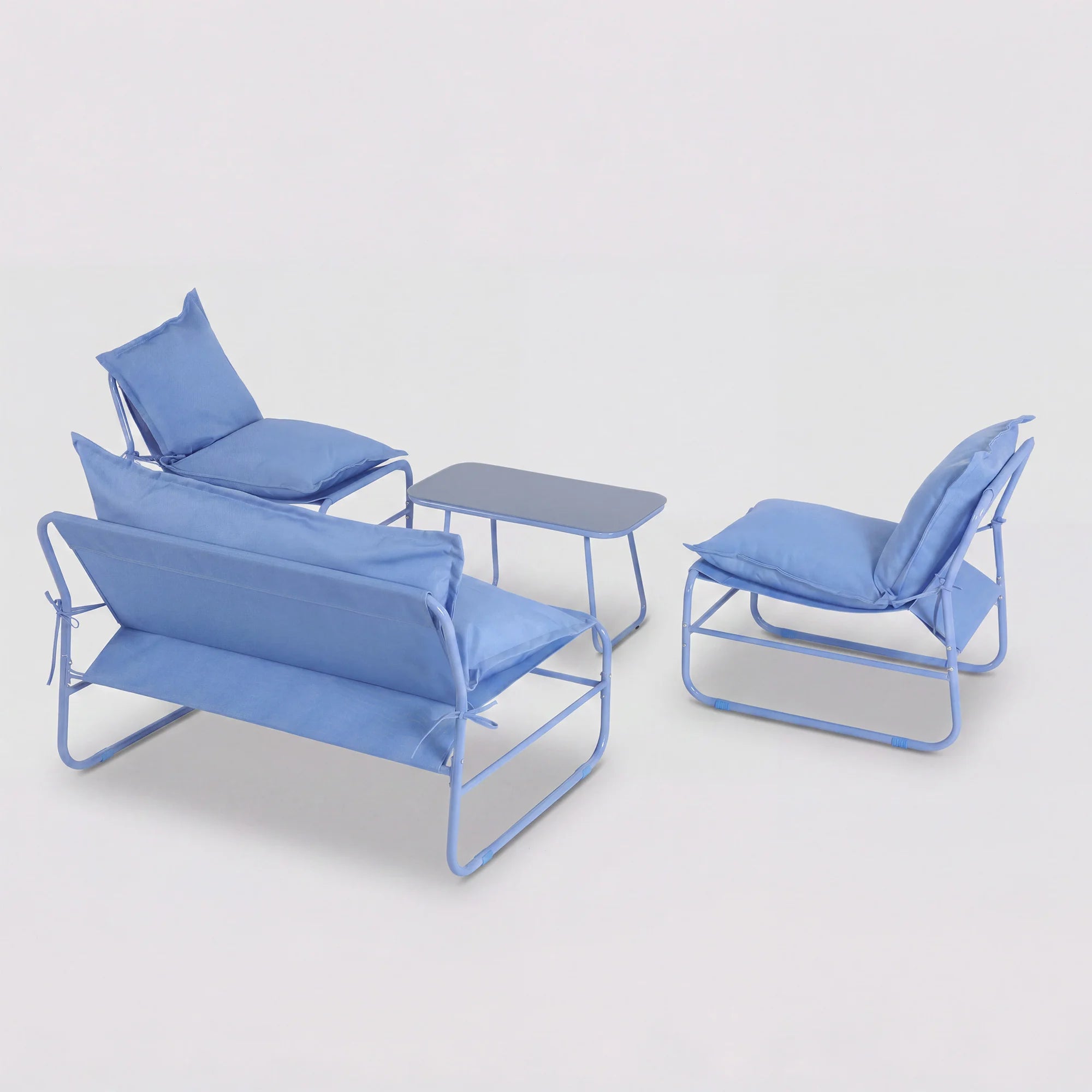 Avoren - 4-Sitzer Garten-Lounge-Set mit blauem Sofa