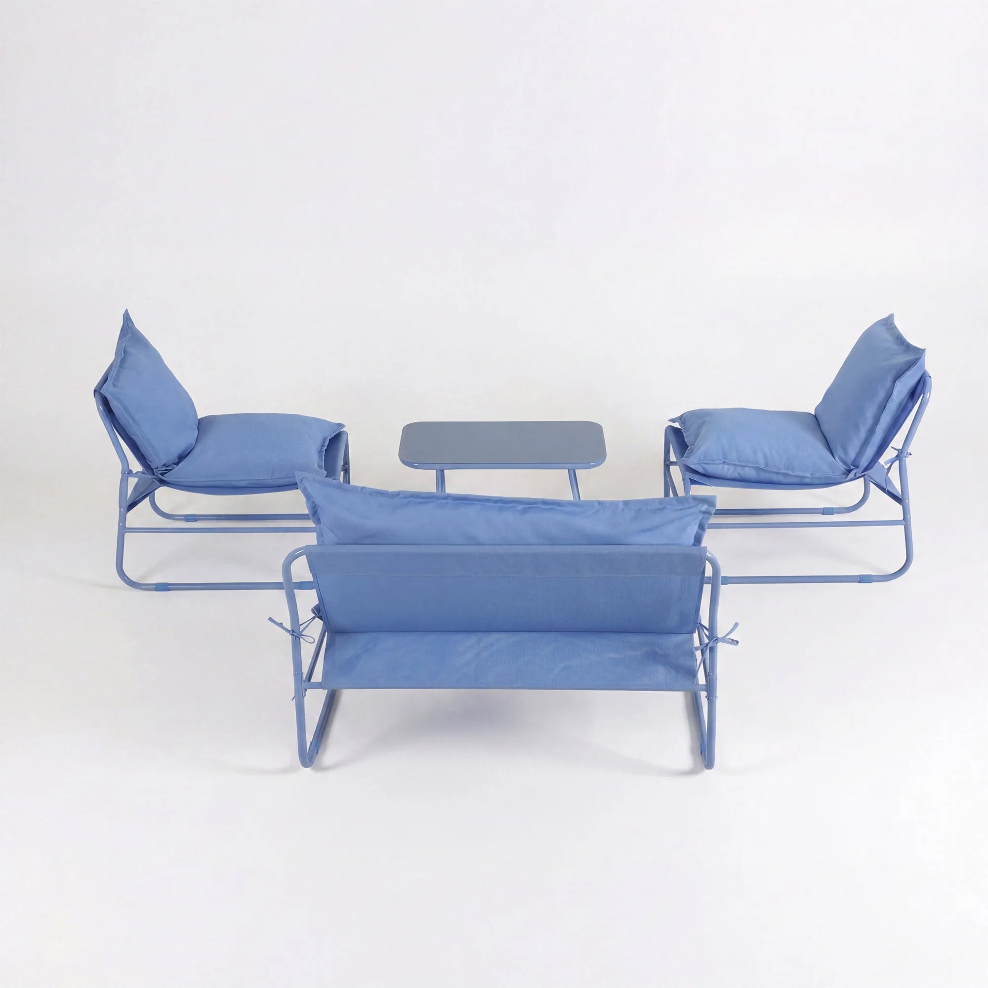 Avoren - 4-Sitzer Garten-Lounge-Set mit blauem Sofa