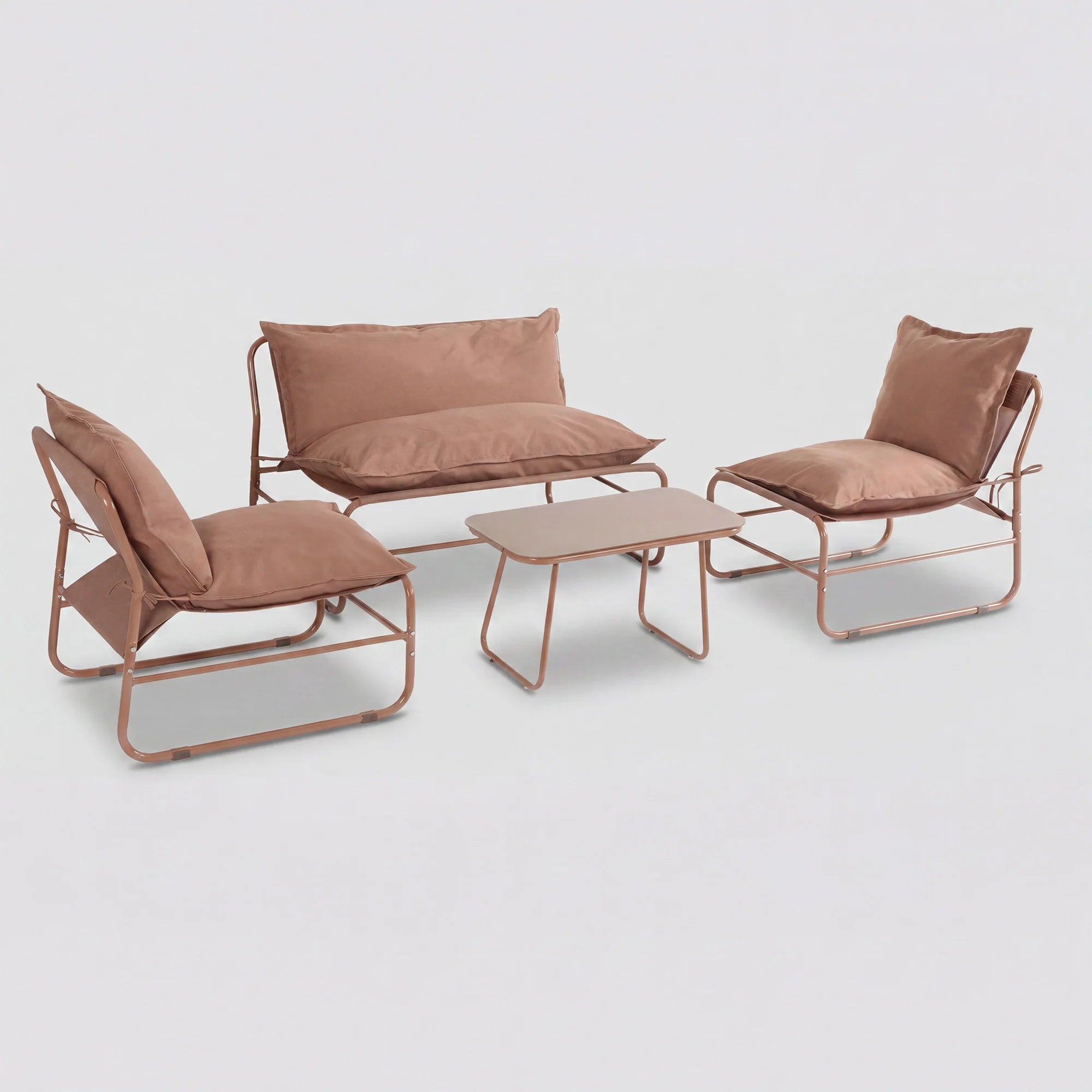 Narev - 4-Sitzer Garten-Lounge-Set mit mocha-braunen Sesseln