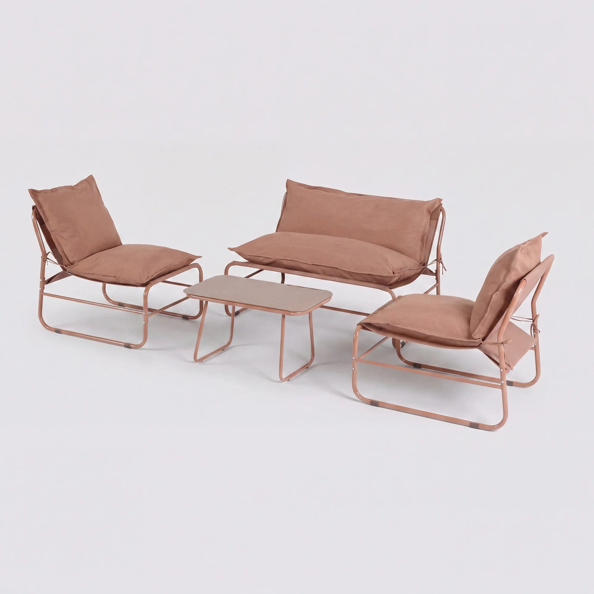Narev - 4-Sitzer Garten-Lounge-Set mit mocha-braunen Sesseln