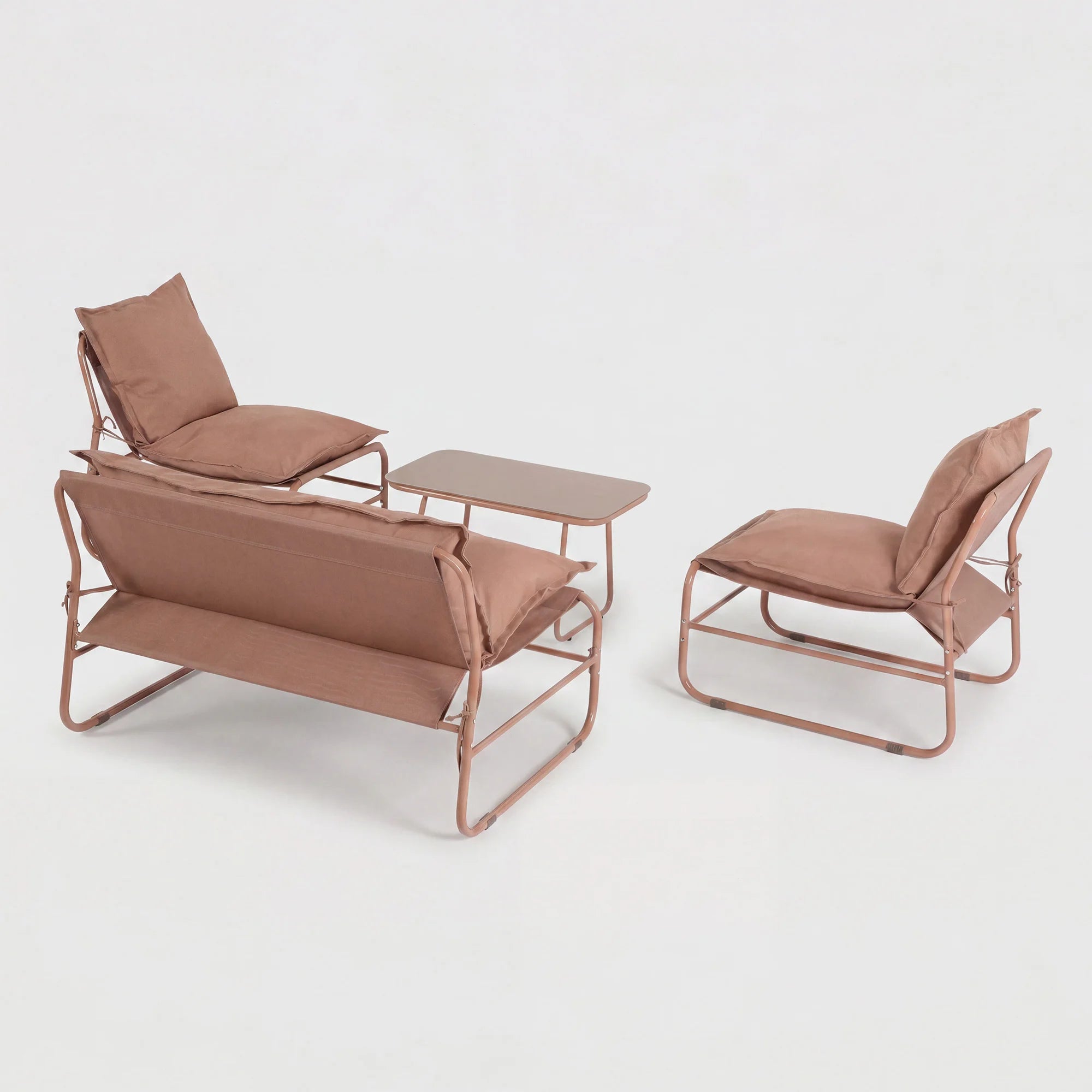 Narev - 4-Sitzer Garten-Lounge-Set mit mocha-braunen Sesseln