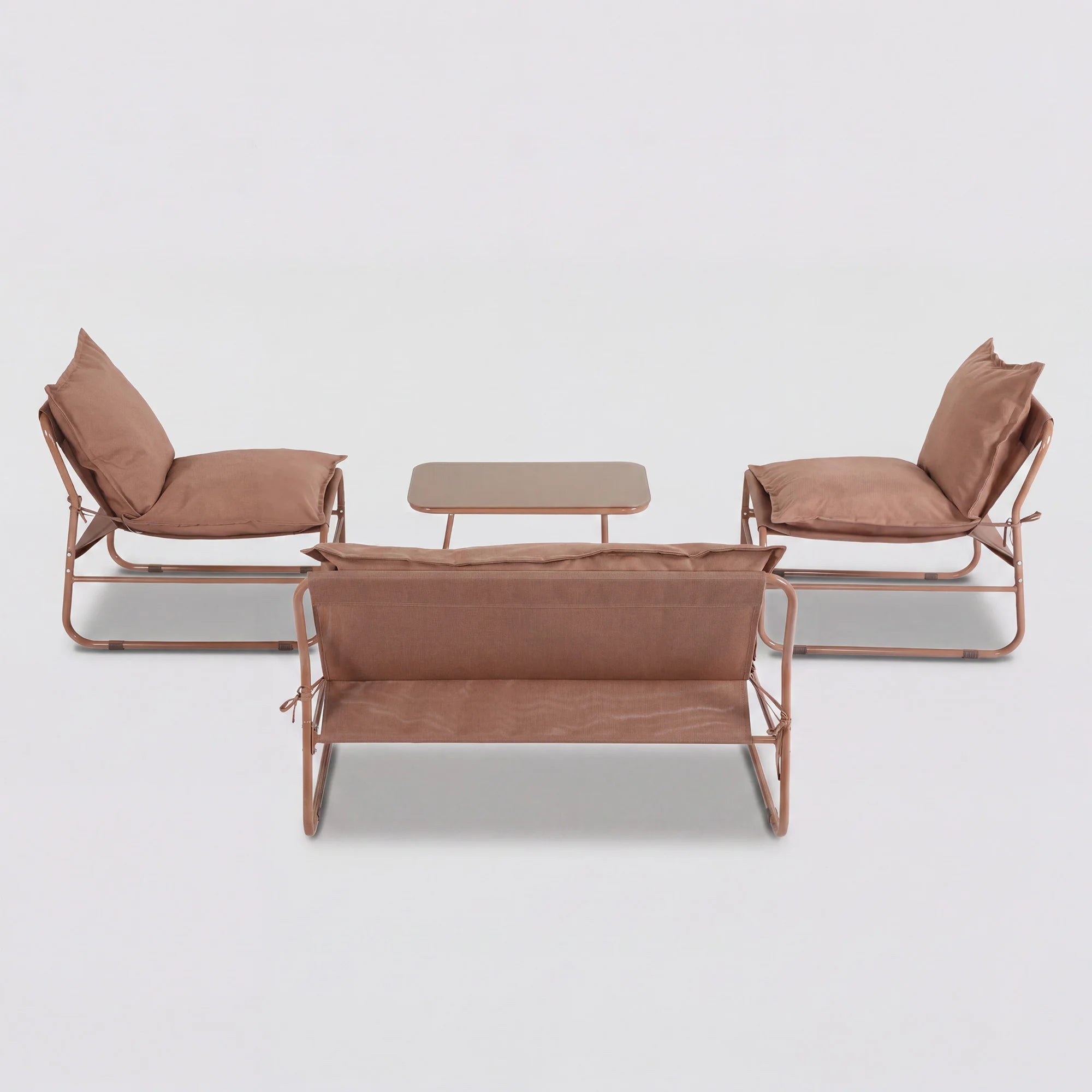 Narev - 4-Sitzer Garten-Lounge-Set mit mocha-braunen Sesseln