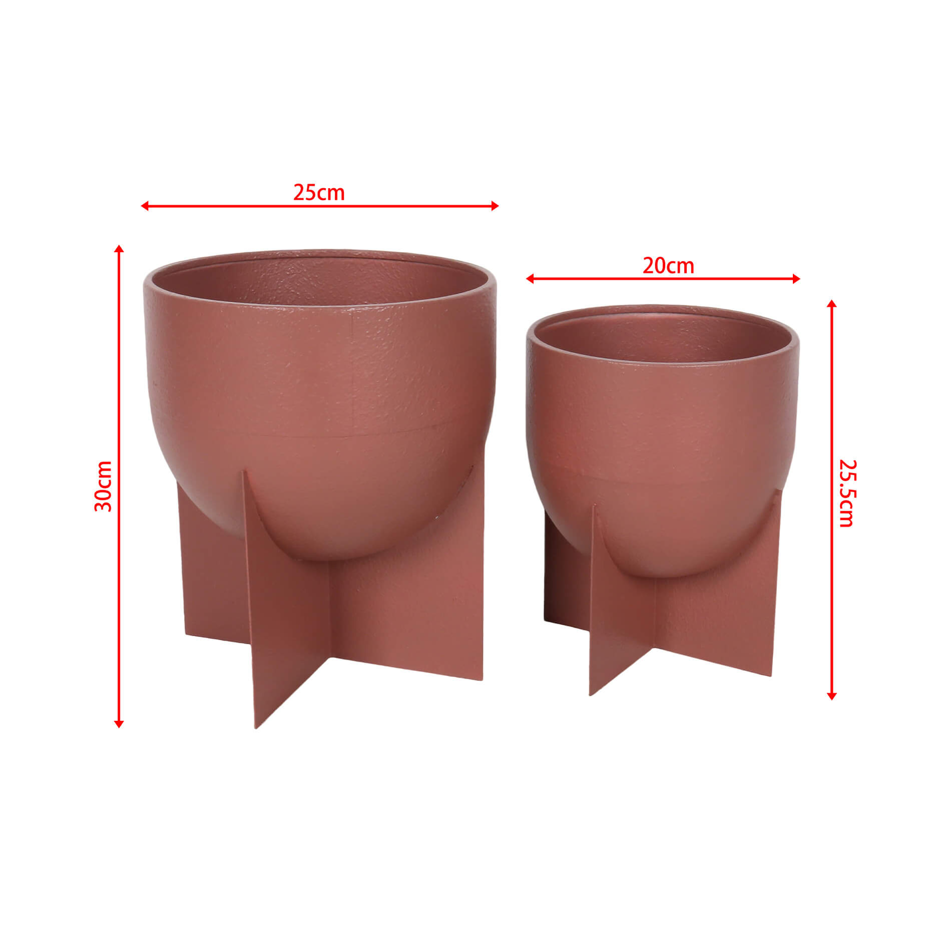Bromina - Set 2 vasi da Interno in metallo marrone mocha stile moderno