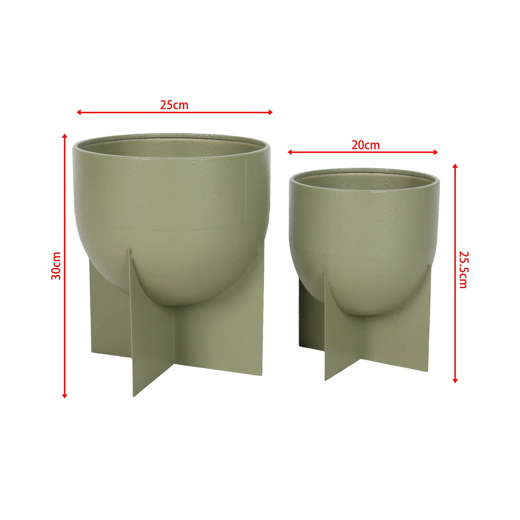 Silenea - Set 2 vasi per piante in metallo verde moderno
