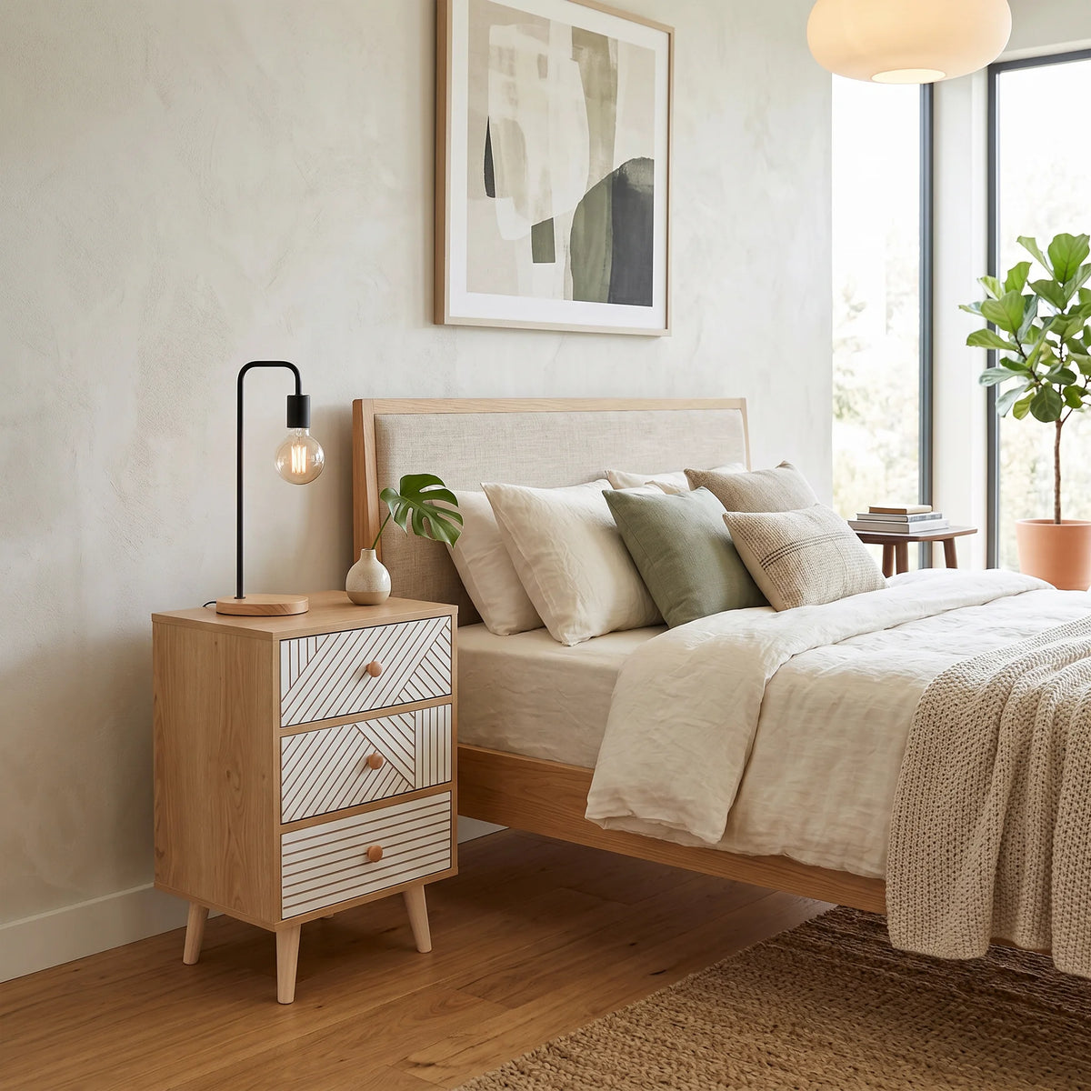 Liven - Nachttisch mit 3 Schubladen für das Schlafzimmer
