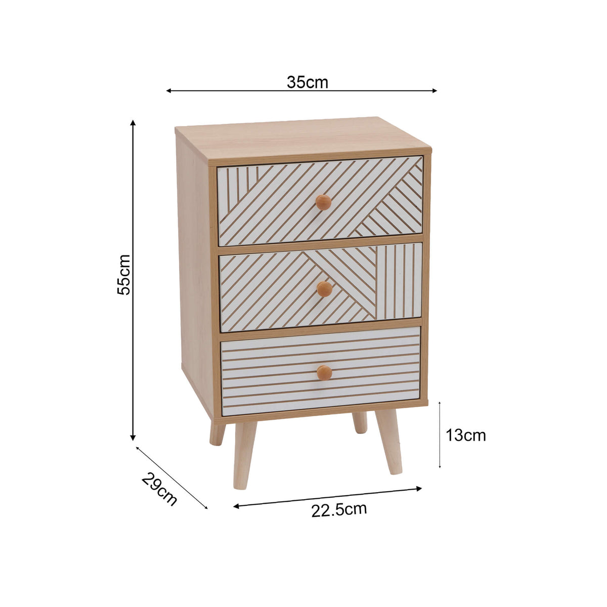 Liven - Nachttisch mit 3 Schubladen für das Schlafzimmer
