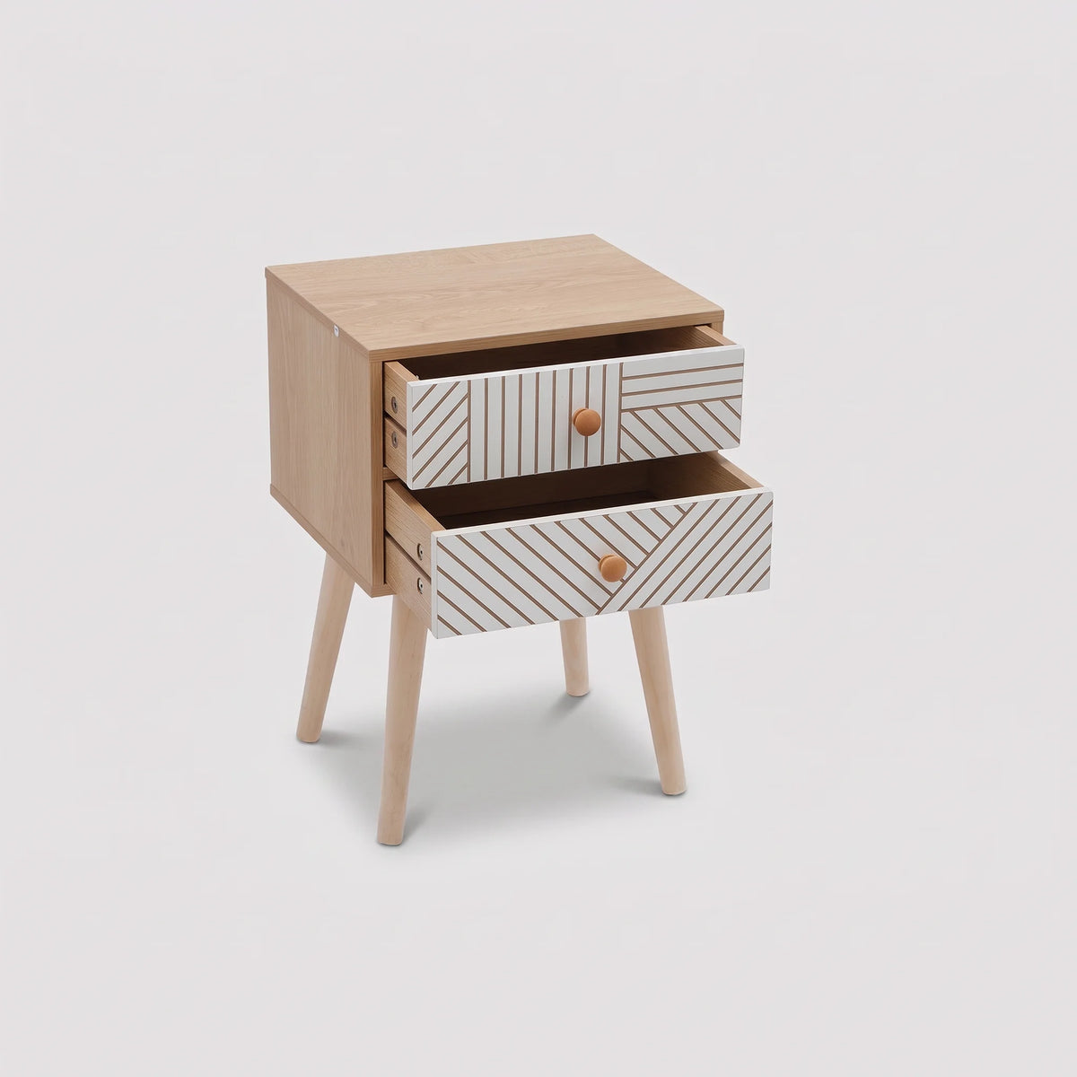 Noren - Nachttisch mit 2 Schubladen, Braun, moderner Stil
