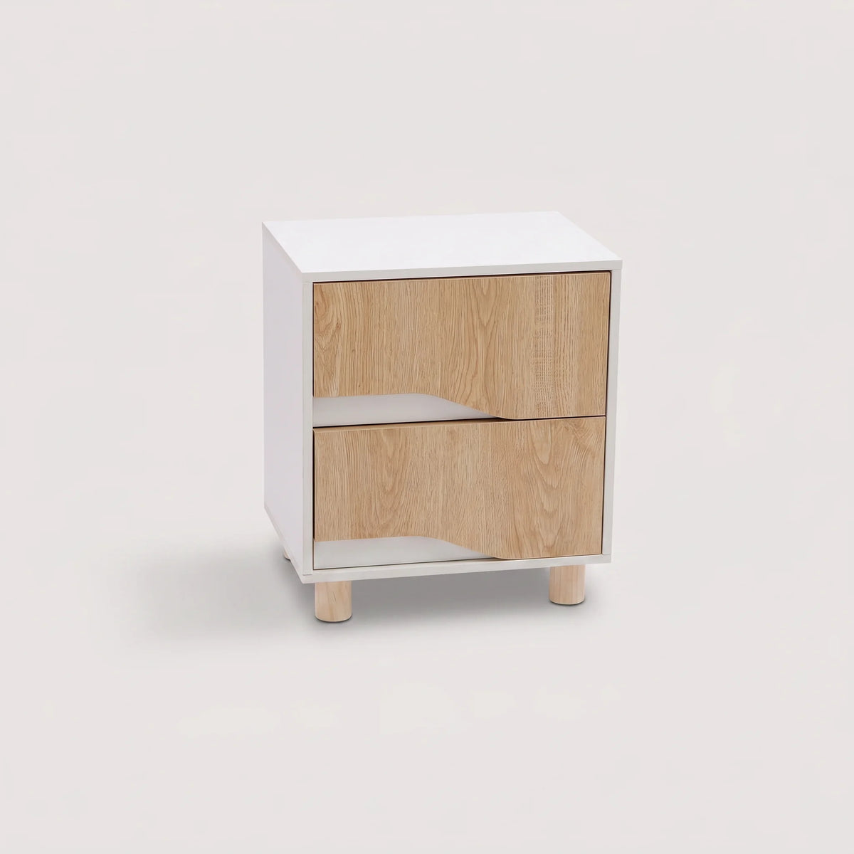 Eiden - 2-Drawer Bedside Table, White and Brown, Modern Style
