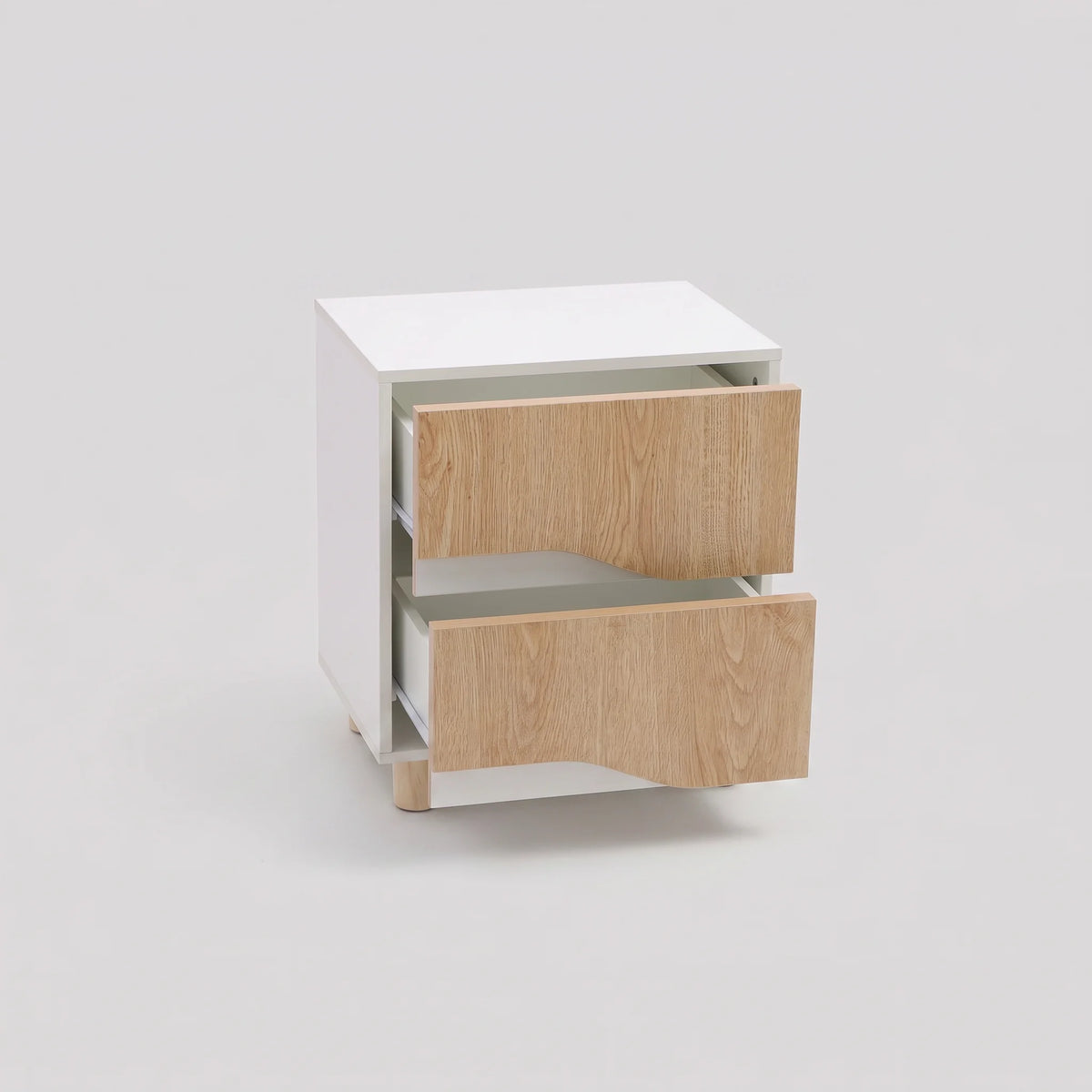 Eiden - 2-Drawer Bedside Table, White and Brown, Modern Style
