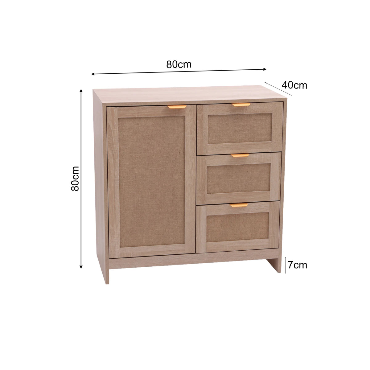 Varen - Cabinet with 3 Doors, Light Wood, Modern Style