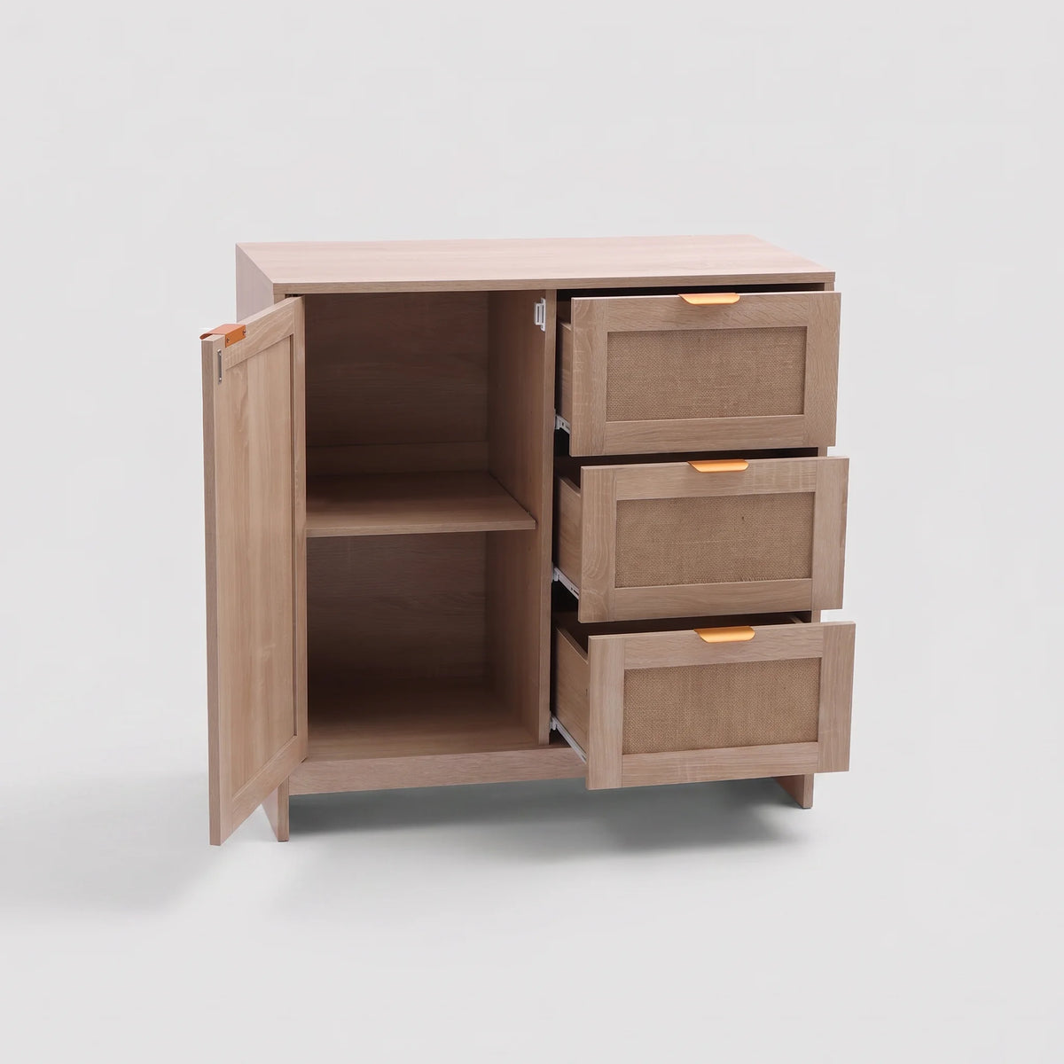 Varen - Cabinet with 3 Doors, Light Wood, Modern Style