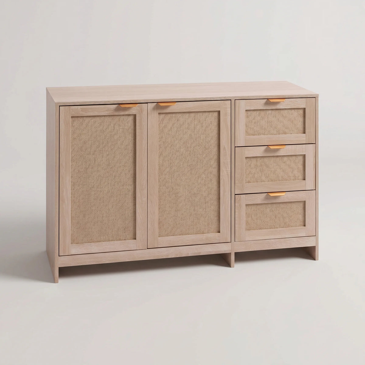 Roven - Mueble con 2 puertas y 3 cajones, madera clara
