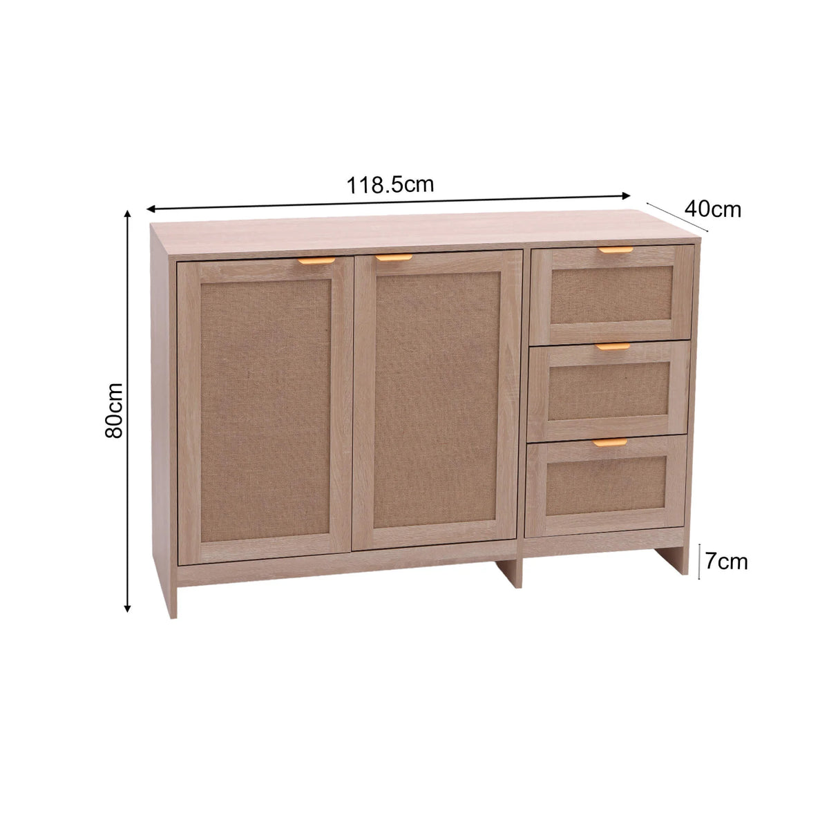 Roven - Mueble con 2 puertas y 3 cajones, madera clara