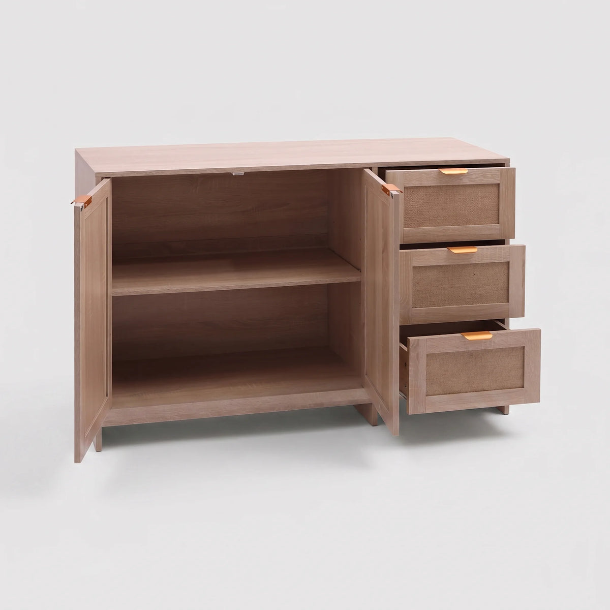 Roven - Mueble con 2 puertas y 3 cajones, madera clara