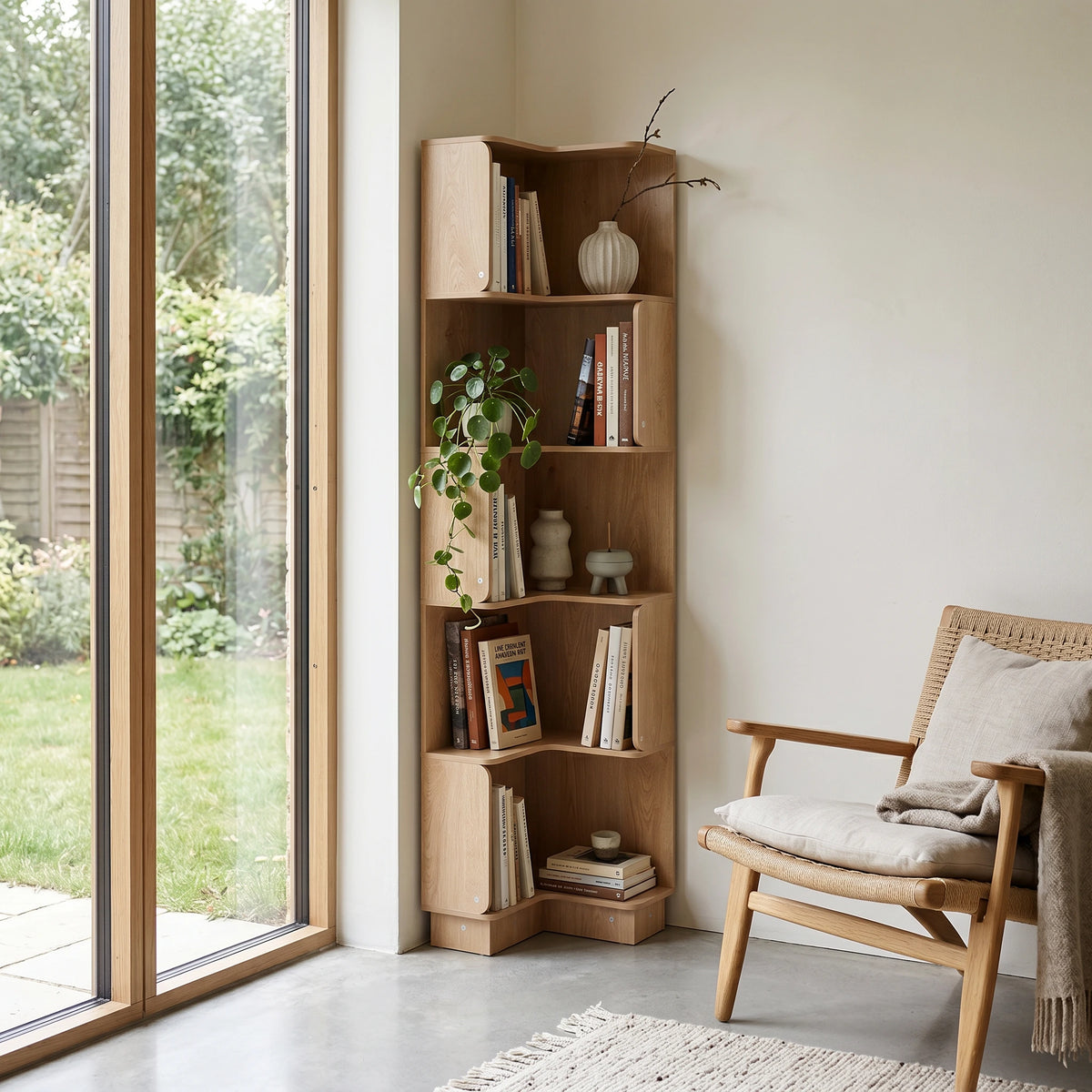 Aven - Bücherregal mit 6 Ablagen, helles Holz
