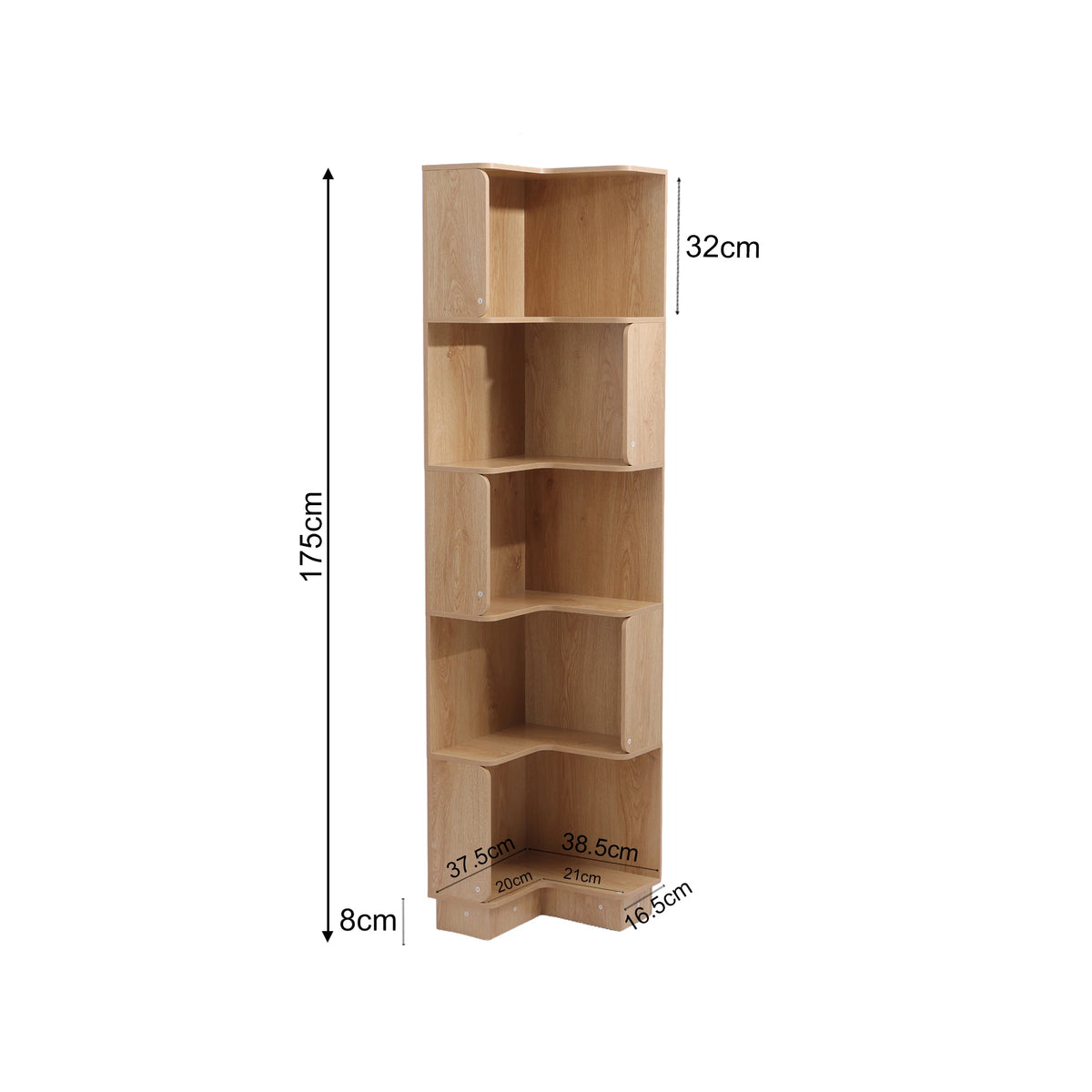 Aven - Bücherregal mit 6 Ablagen, helles Holz