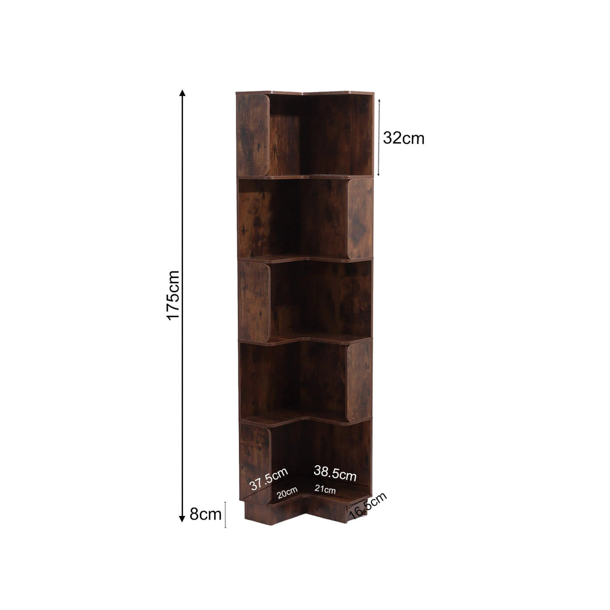 Doren - Bücherregal mit 6 Ablagen, dunkles Holz