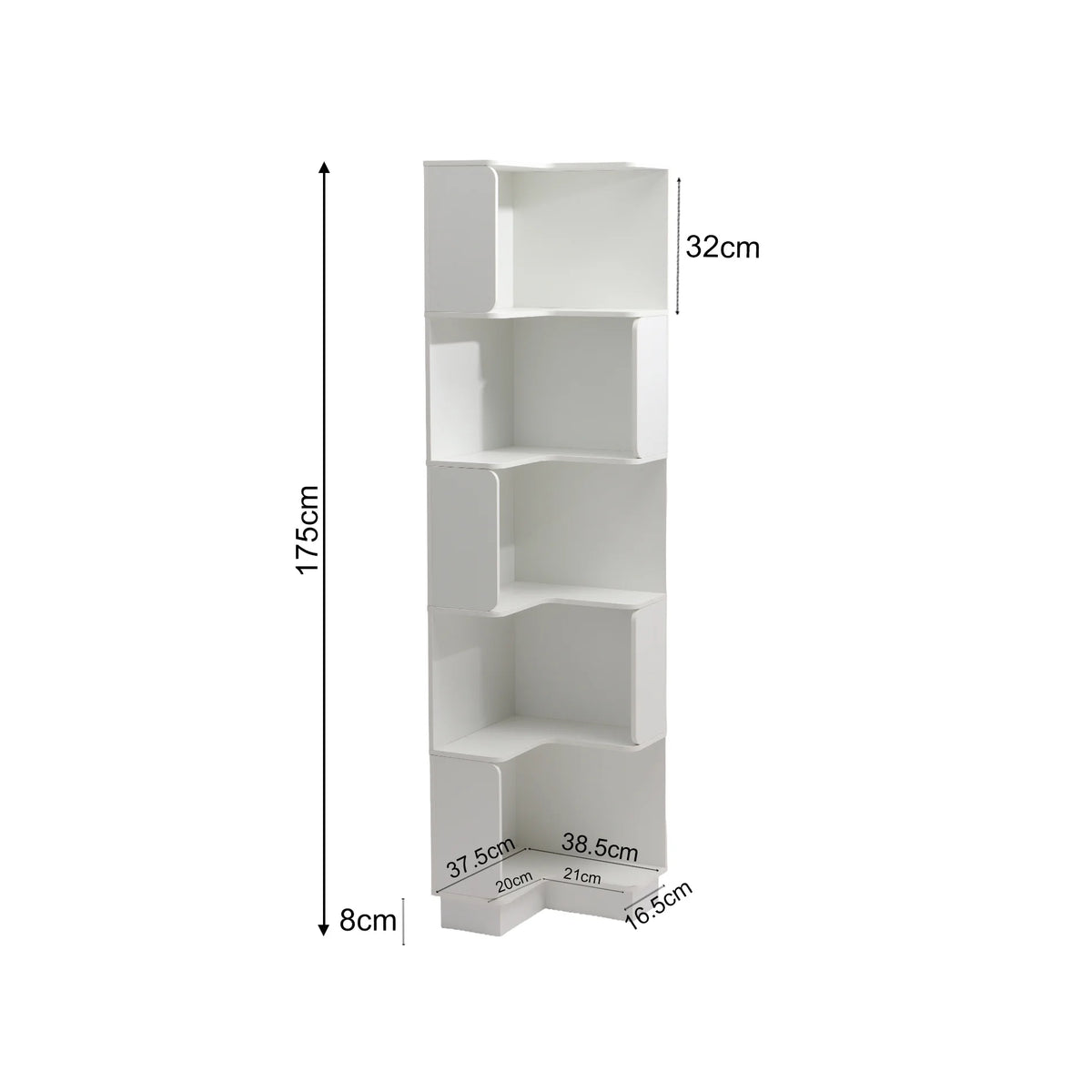 Selin - Librería con 6 estantes, blanco