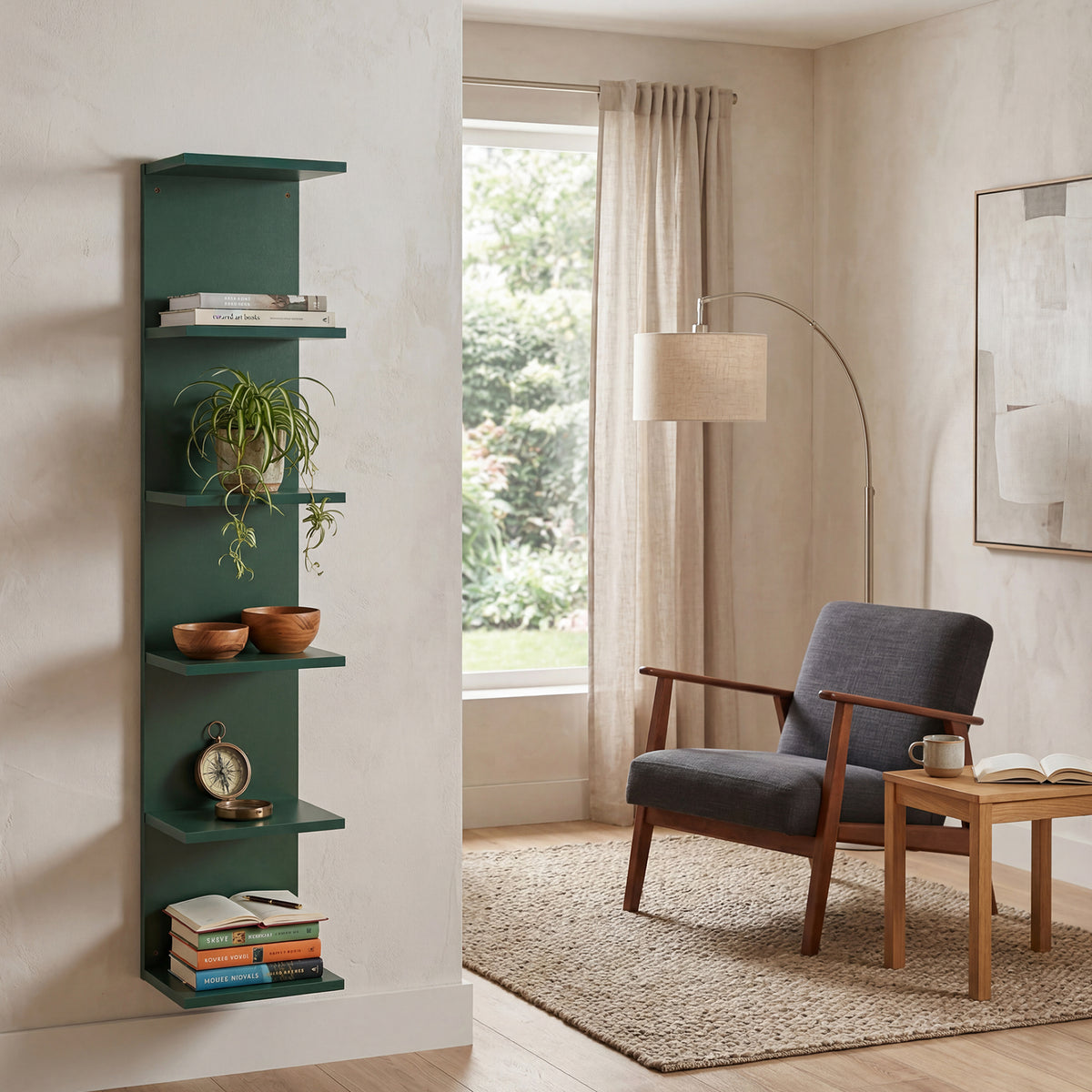 Neral - Libreria 6 ripiani in MDF verde