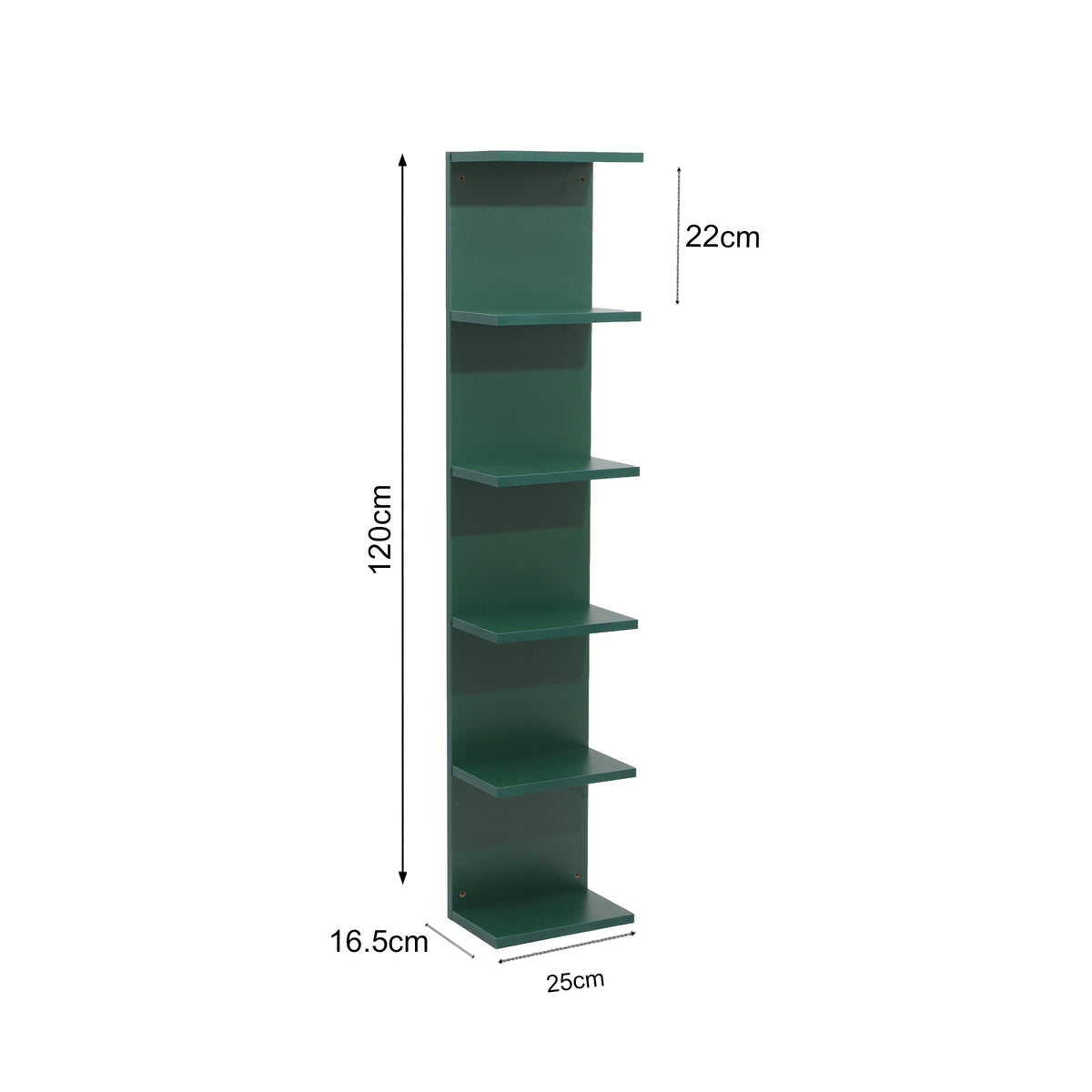 Neral - Libreria 6 ripiani in MDF verde