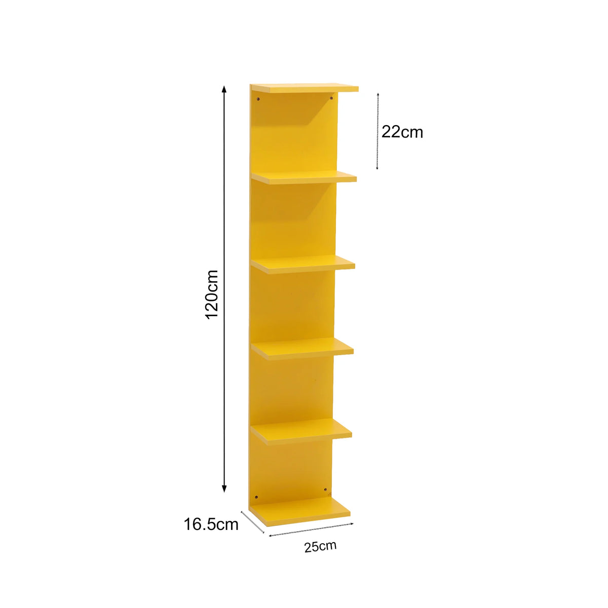 Lumen - Librería con 6 estantes, MDF amarillo