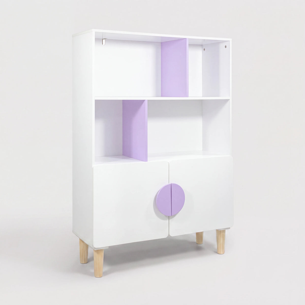 Lylia - Mobiletto per bambini con ripiani bianco e viola