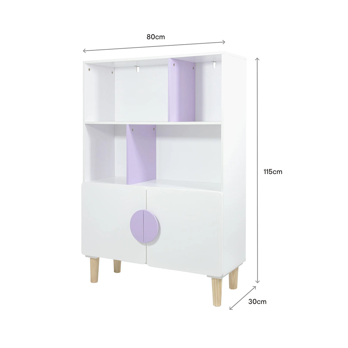 Lylia - Mobiletto per bambini con ripiani bianco e viola