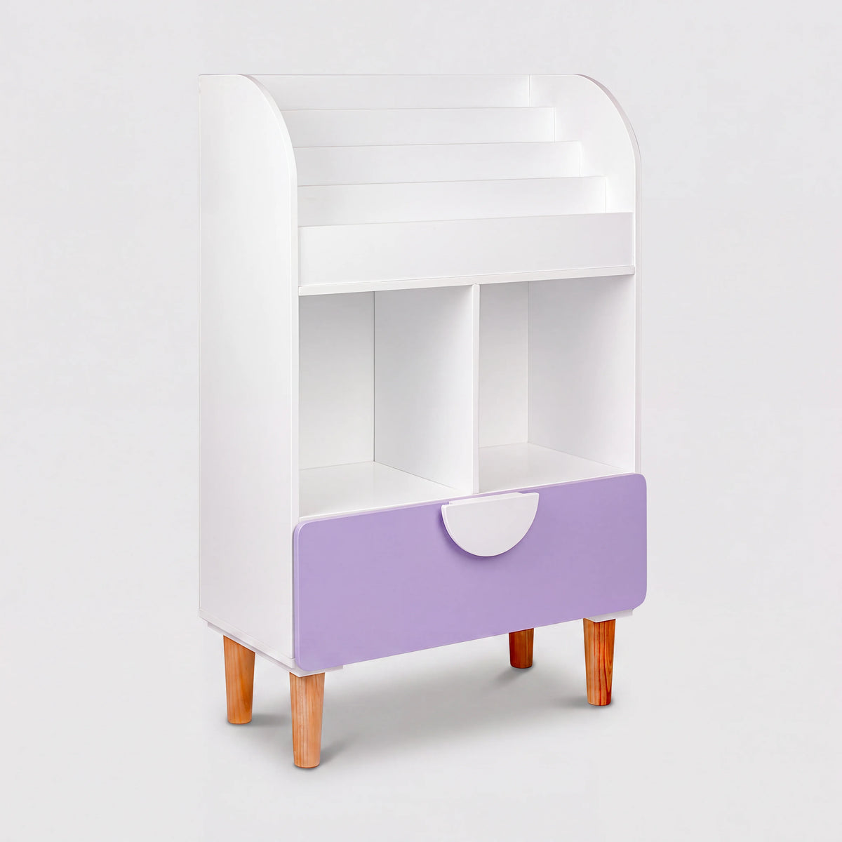 Mirea -Libreria per bambini in MDF bianco e viola