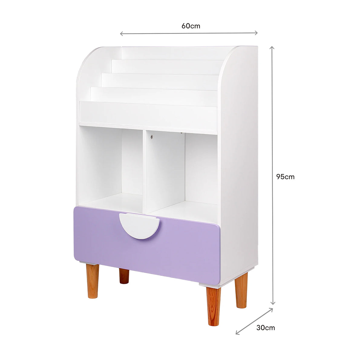 Mirea -Libreria per bambini in MDF bianco e viola