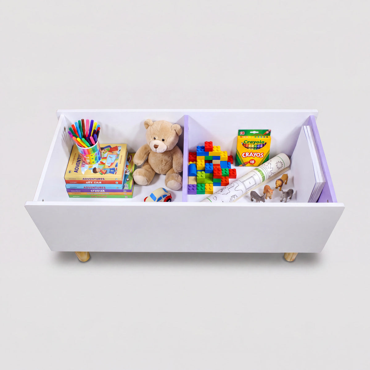 Aluna - Baule contenitore per bambini bianco e viola