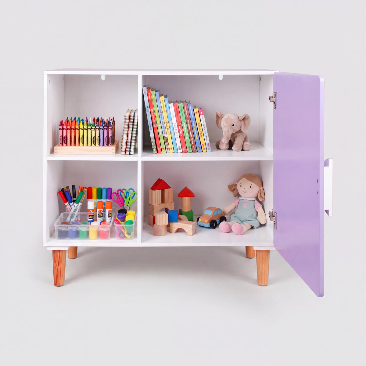 Virea - Mobiletto per bambini con anta bianco e viola