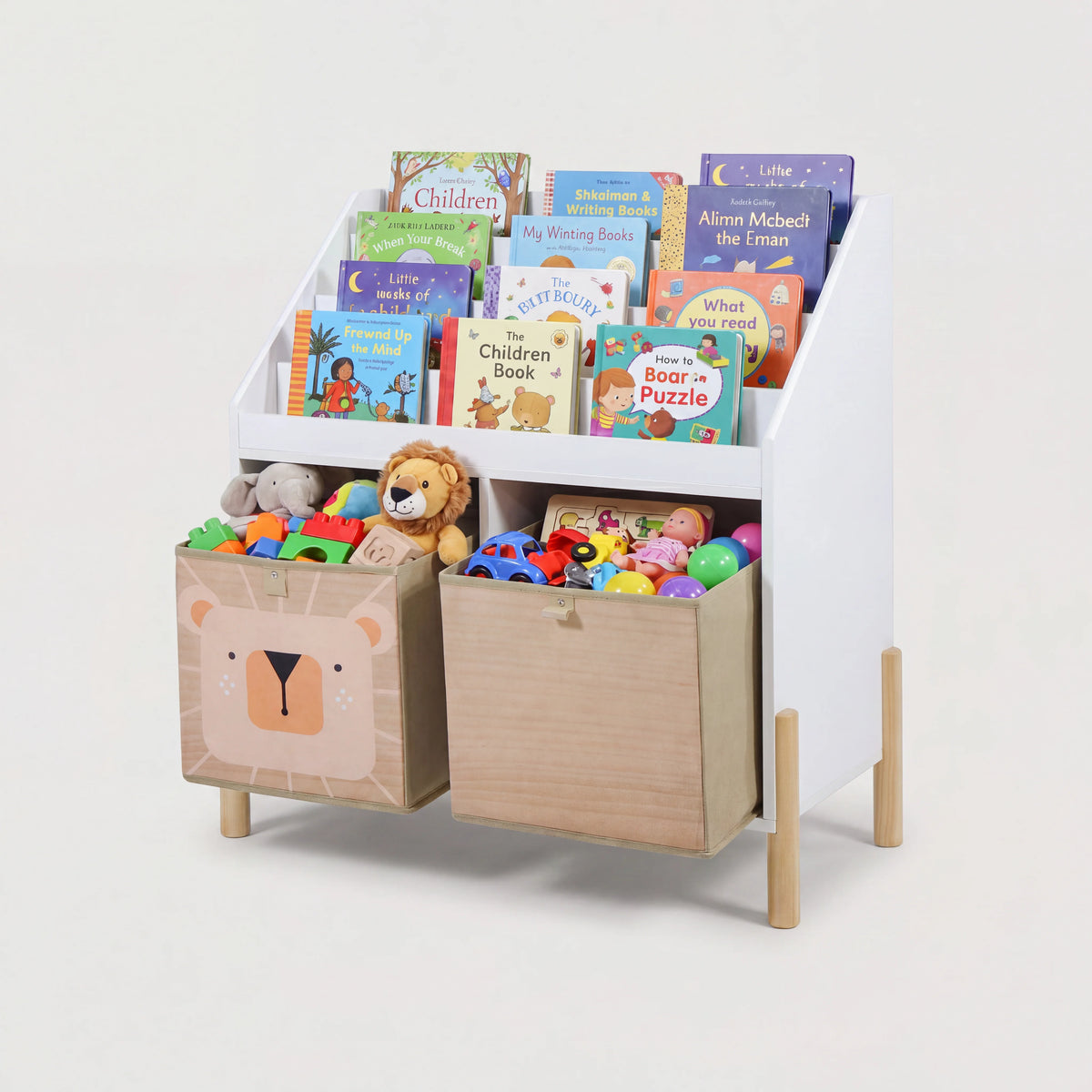 Milo - Mueble librería infantil con 2 cestas, blanco