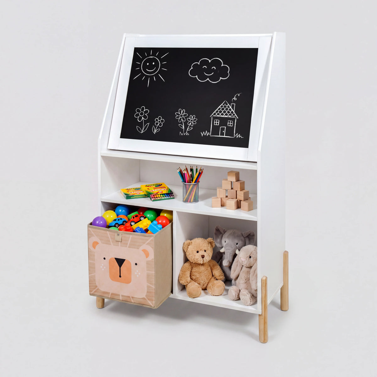 Elio - Mobiletto per bambini con lavagna colore bianco