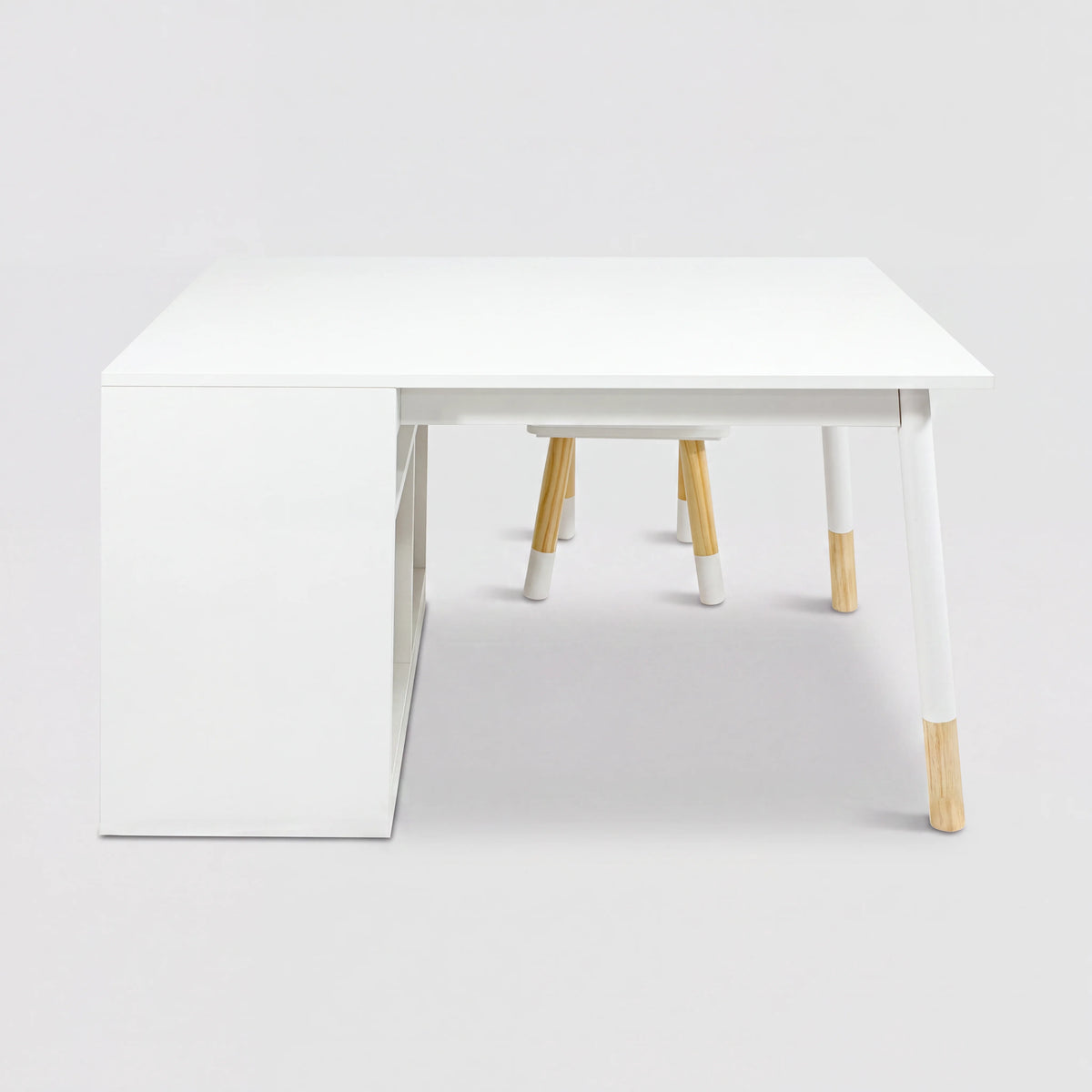 Lino - Tavolo e sedia per bambini con ceste colore bianco