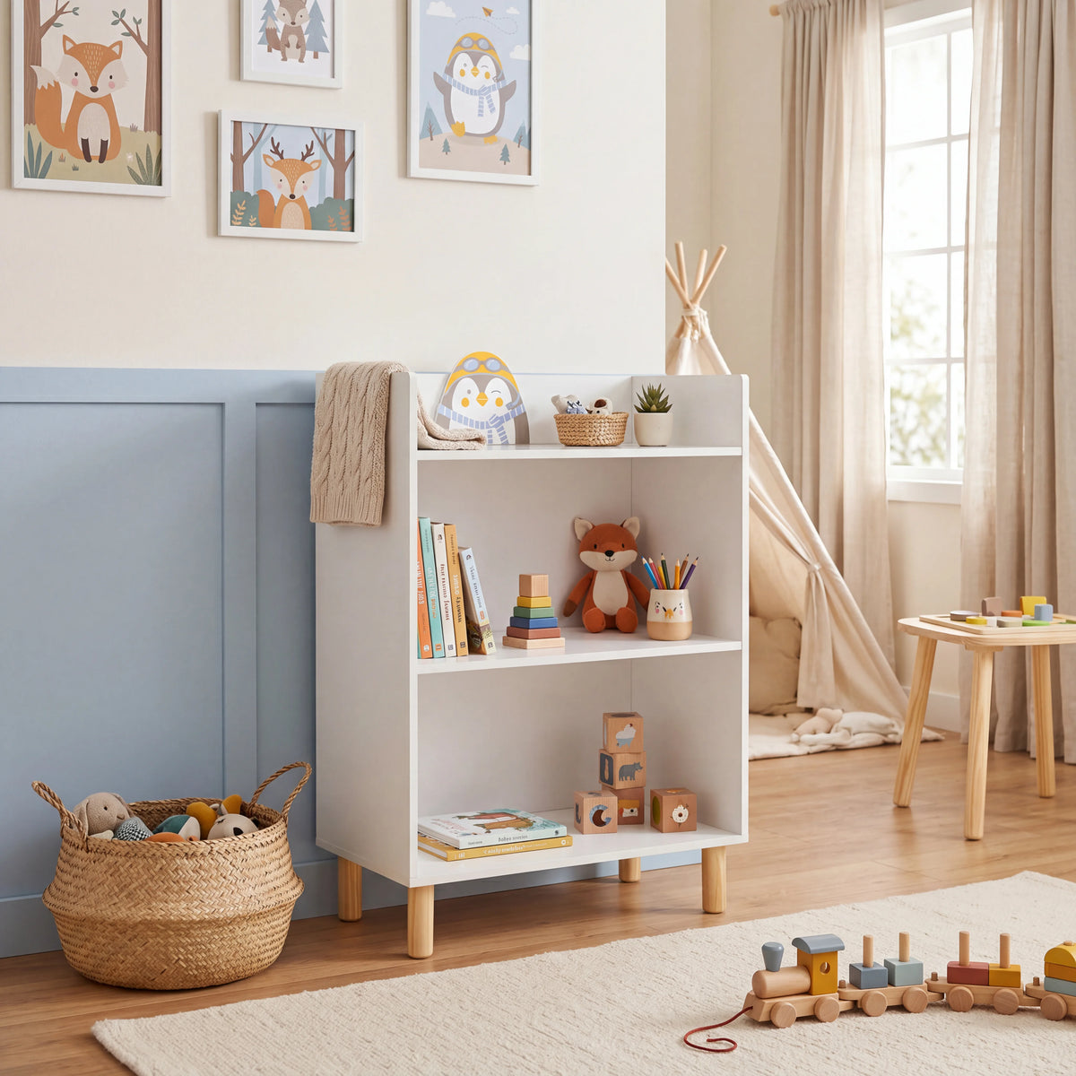 Kimo - Libreria per bambini con 3 ripiani colore bianco