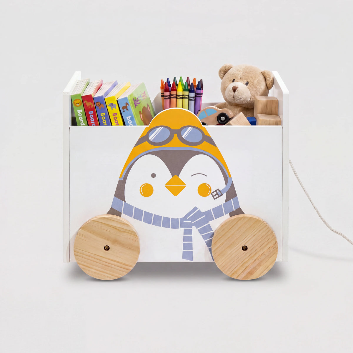 Kipi - Baule contenitore per bambini con ruote colore bianco