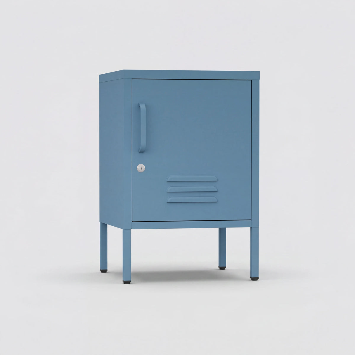 Aksel - Nachttischschrank mit 2 Ablagen, blauer Stahl