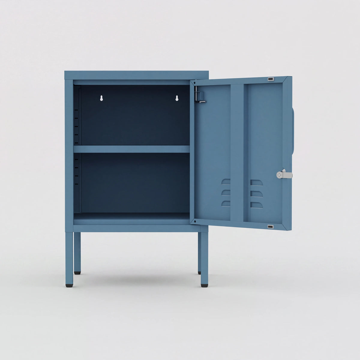 Aksel - Nachttischschrank mit 2 Ablagen, blauer Stahl