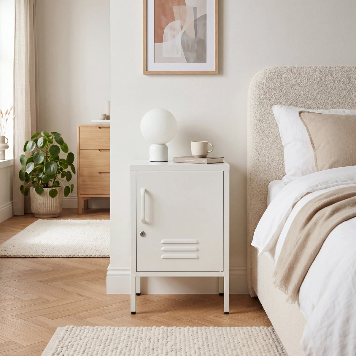 Elvi - Bedside Cabinet with Door, White