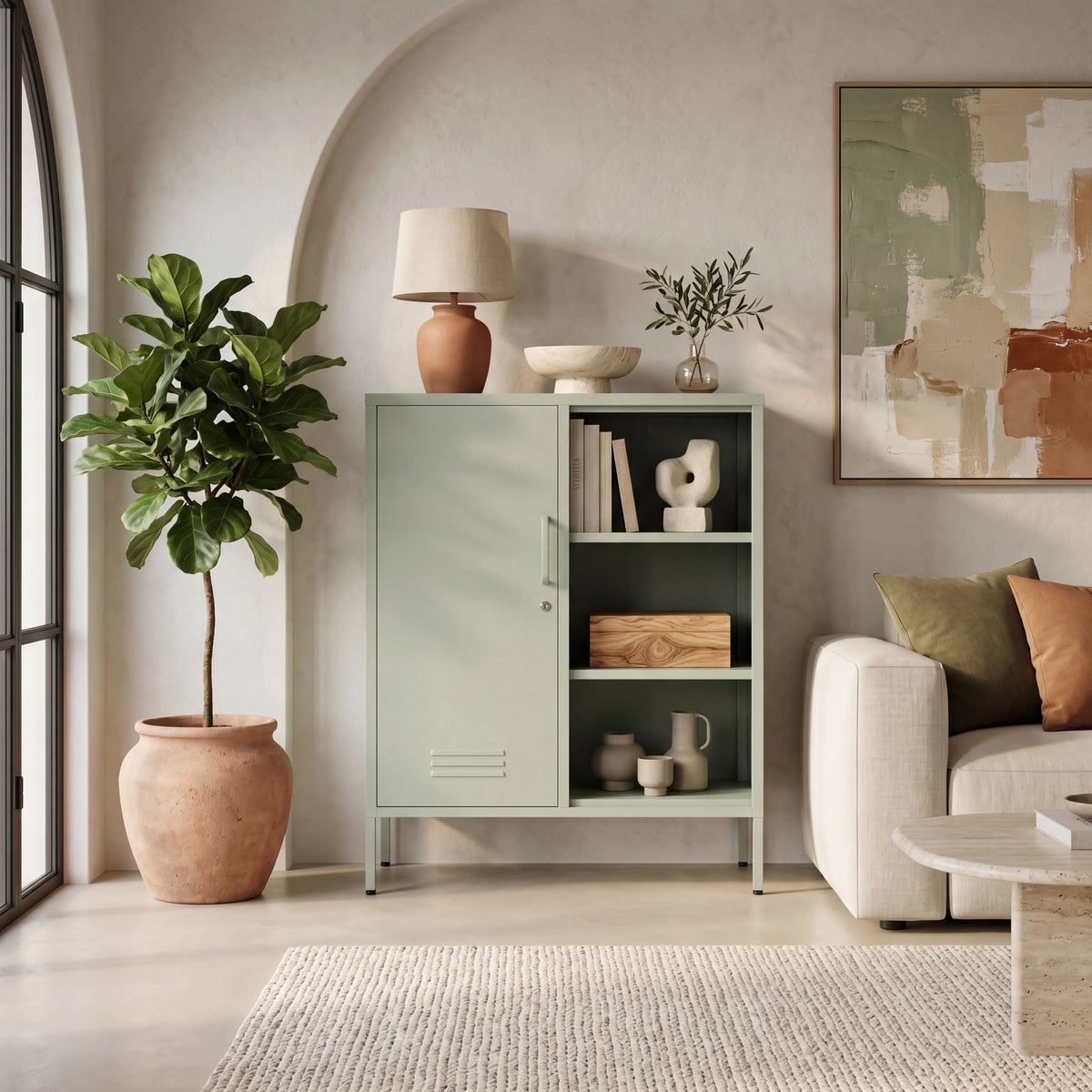 Eira - Meuble à 6 étagères avec porte, vert