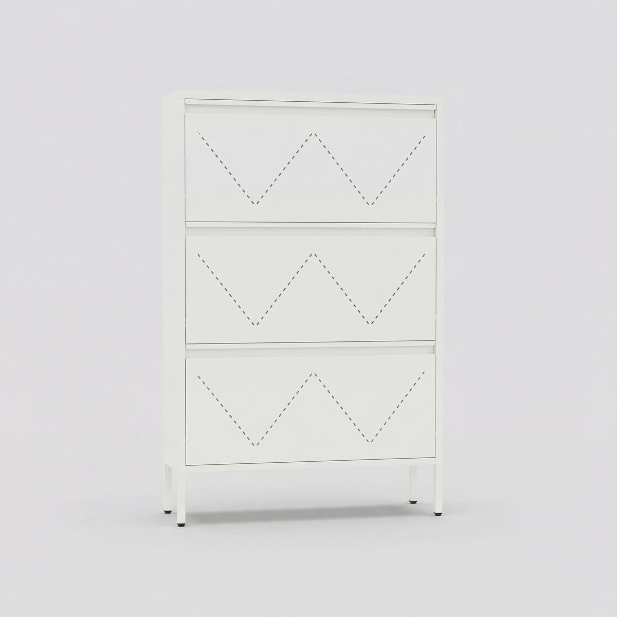 Lumi - Shoe Cabinet with 3 Doors, White Steel