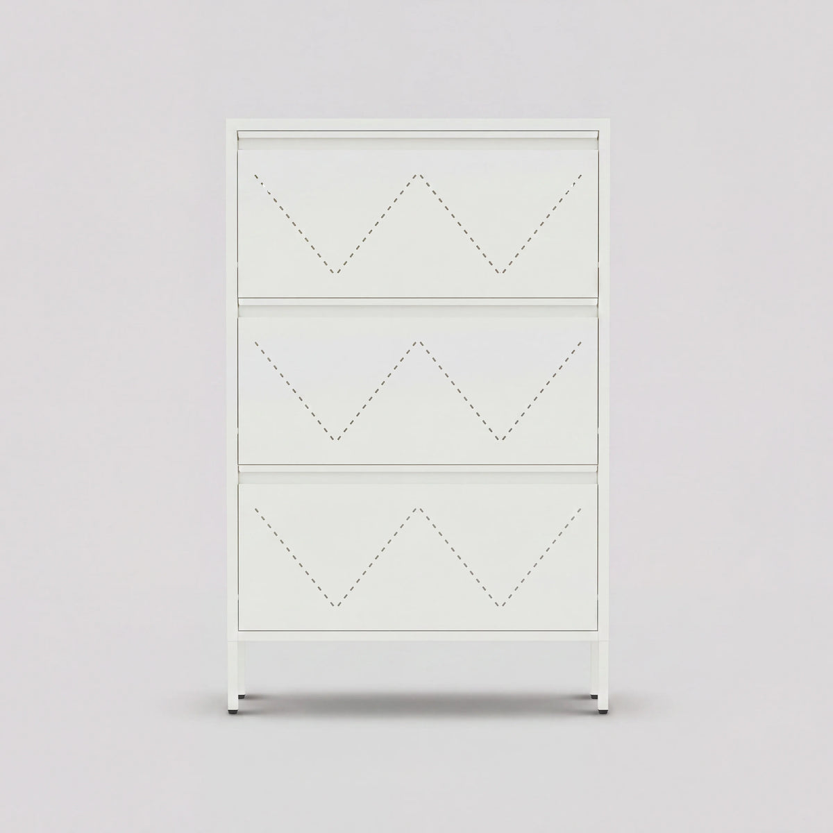 Lumi - Shoe Cabinet with 3 Doors, White Steel