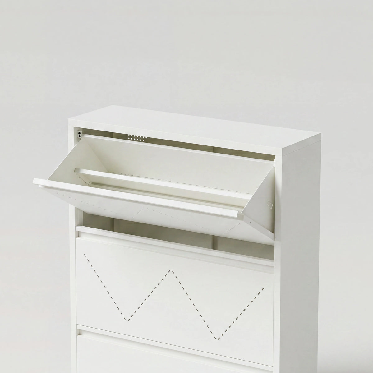Lumi - Shoe Cabinet with 3 Doors, White Steel
