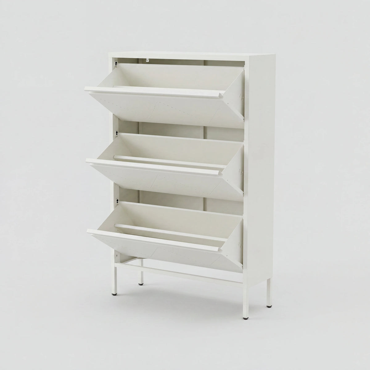 Lumi - Shoe Cabinet with 3 Doors, White Steel
