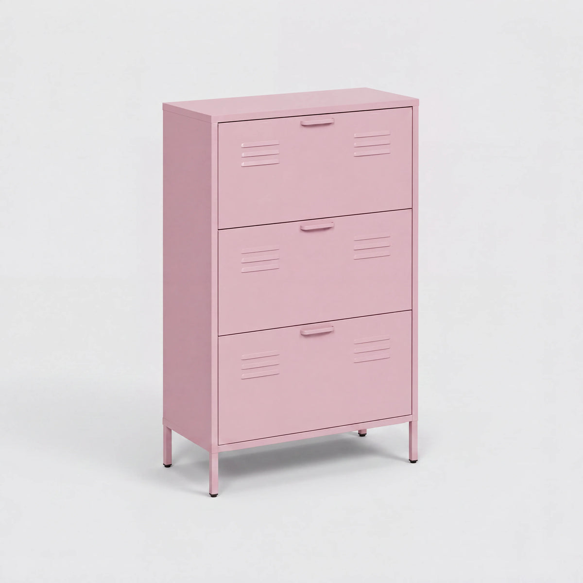 Ronja - Meuble à chaussures à 3 portes, acier rose
